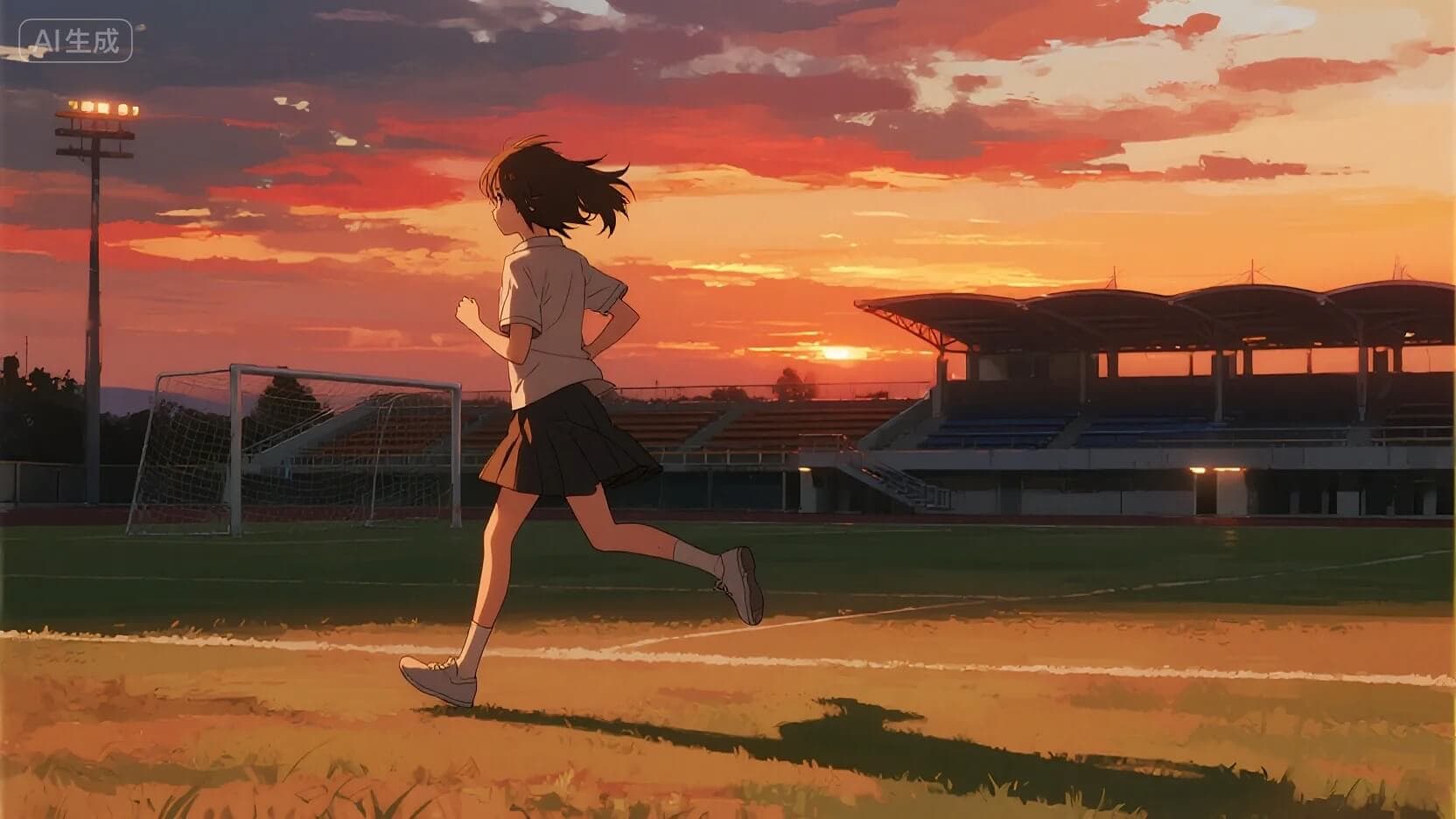 夕暮れのグランド